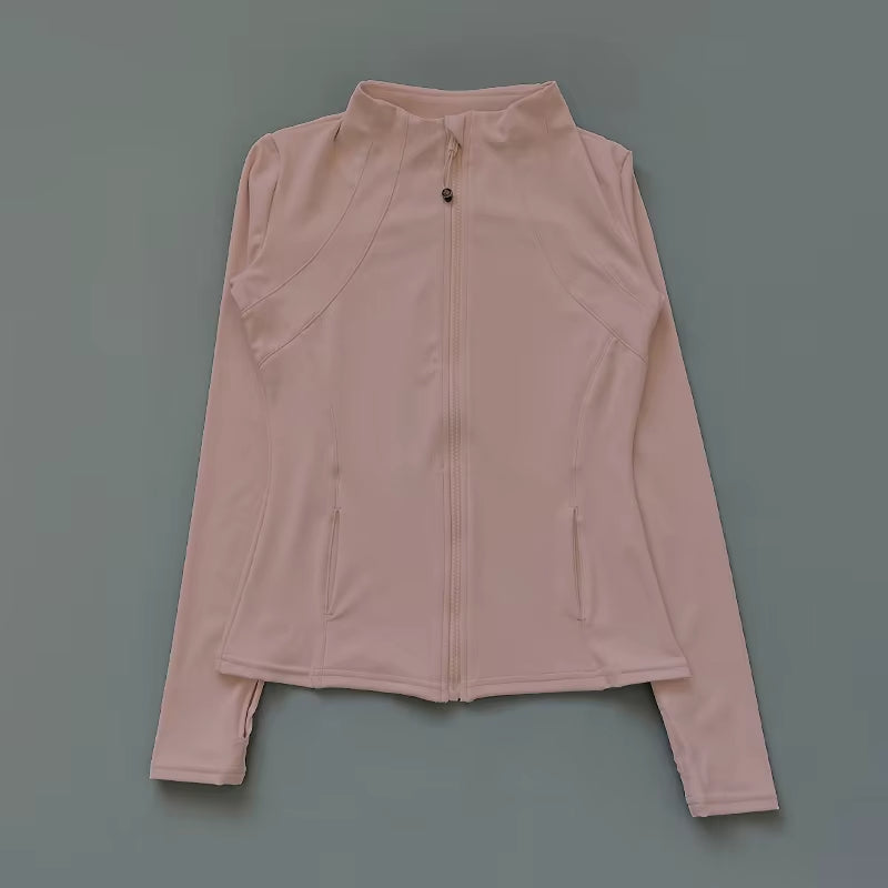New Yoga Wear Ladies Coat round High Elastic Loose Exercise Yoga Fitness Long Sleeve Stand-Up Collar Yoga Tops