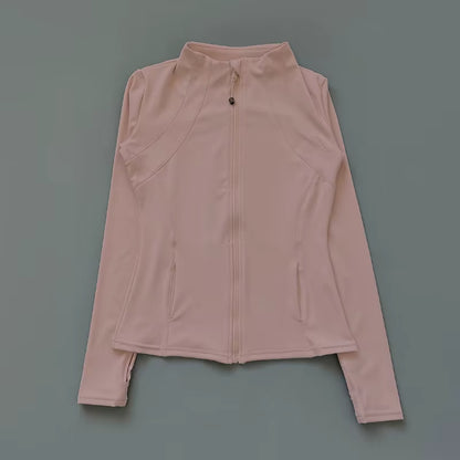 New Yoga Wear Ladies Coat round High Elastic Loose Exercise Yoga Fitness Long Sleeve Stand-Up Collar Yoga Tops