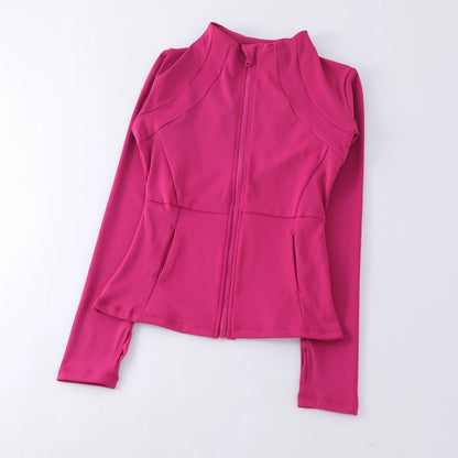 New Yoga Wear Ladies Coat round High Elastic Loose Exercise Yoga Fitness Long Sleeve Stand-Up Collar Yoga Tops