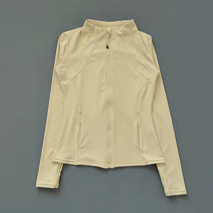 New Yoga Wear Ladies Coat round High Elastic Loose Exercise Yoga Fitness Long Sleeve Stand-Up Collar Yoga Tops