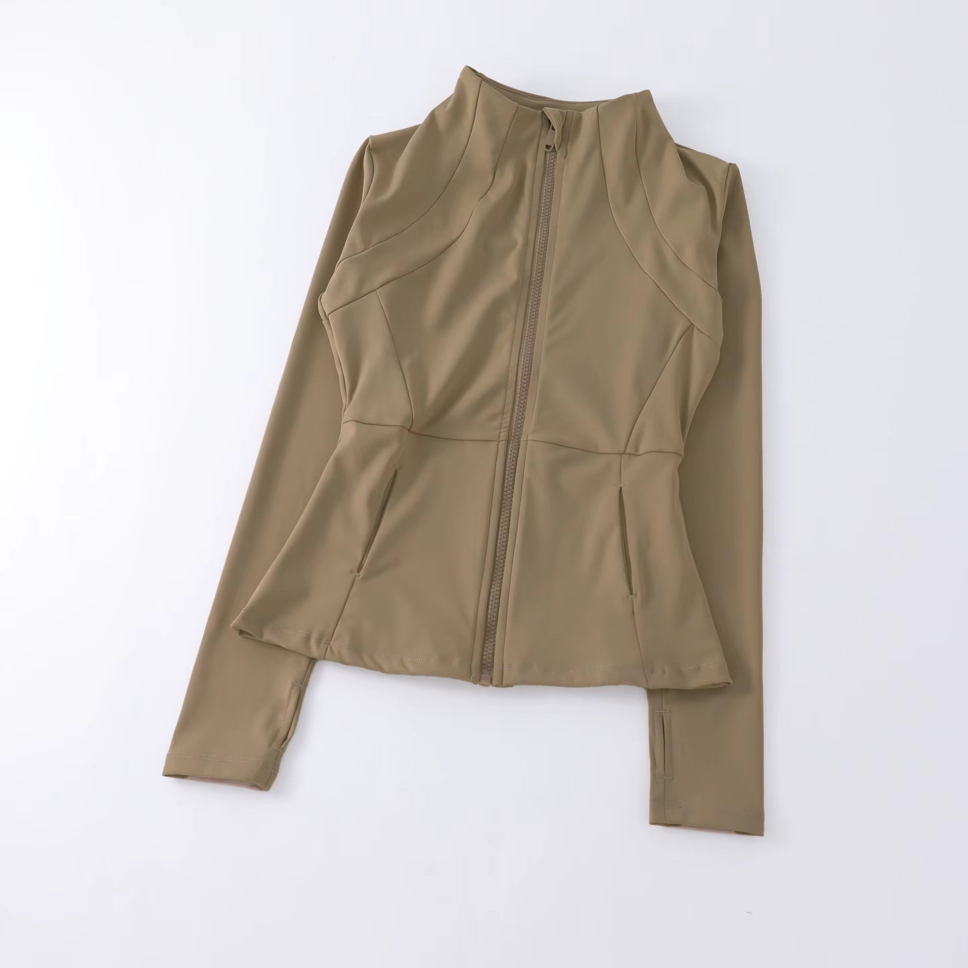 New Yoga Wear Ladies Coat round High Elastic Loose Exercise Yoga Fitness Long Sleeve Stand-Up Collar Yoga Tops